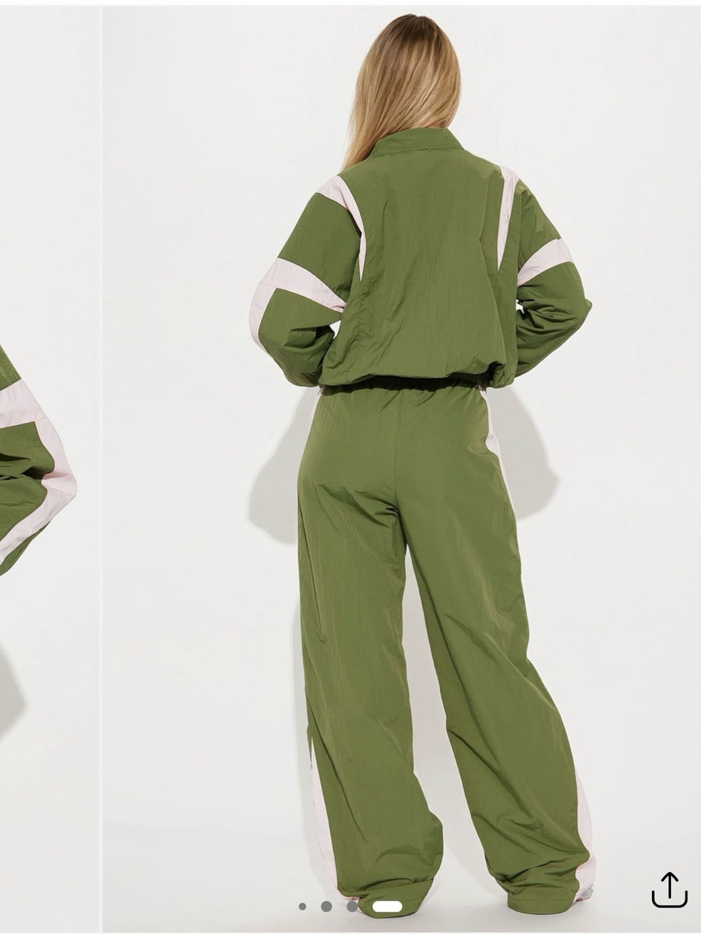 Fashion Nova Olive & Pale Pink Track Suit - Picture 2 of 10